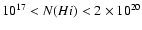 $10^{17}<N(H {\sc i})<2\times10^{20}$
