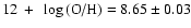 $12~+~\log\textrm{(O/H)}=8.65\pm0.03$