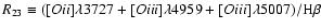 \(R_{23}\equiv([O {\sc ii}]\lambda3727+[O {\sc iii}]\lambda4959+[O {\sc iii}]\lambda5007)/\mbox{H$\beta$ }\)