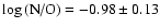 $\log\textrm{(N/O)}=-0.98\pm0.13$