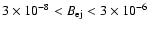 $3\times 10^{-8} < B_{\rm ej}<
3\times 10^{-6} $