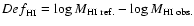 ${Def}_{\rm HI}= \log M_{\rm HI~ref.} - \log M_{\rm HI~obs.}$
