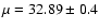 $\mu=32.89\pm 0.4$