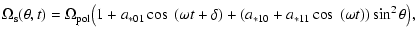 $\displaystyle \Omega_{\rm s}(\theta, t)=\Omega_{\rm pol}\big(1+a_{*01}\cos~(\om...
...\delta)
+ \left(a_{\rm *10}+a_{\rm *11}\cos~(\omega t)\right)\sin^2\theta\big),$