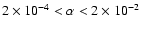$2\times 10^{-4}<\alpha<2\times 10^{-2}$
