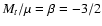 $M_t/\mu=\beta=-3/2$