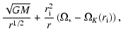 $\displaystyle \frac{\sqrt{GM}}{r^{1/2}}+\frac{r_{\rm i}^2}{r}\left(\Omega_\ast-
\Omega_K(r_{\rm i})\right),$