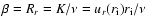 $\beta=R_r=K/\nu=u_r(r_{\rm i})r_{\rm i}/\nu$