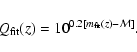 \begin{displaymath}Q_{\rm fit}(z) = 10^{0.2 [m_{\rm fit}(z) - {\cal M}]}.
\end{displaymath}