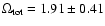 $\Omega_{\rm tot} = 1.91 \pm 0.41$