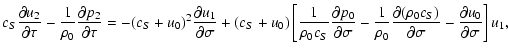 $\displaystyle c_S\frac{\partial u_2}{\partial\tau} -
\frac1{\rho_0}\frac{\parti...
...\rho_0 c_S)}{\partial\sigma} -
\frac{\partial u_0}{\partial\sigma}\right] u_1 ,$