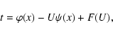 \begin{displaymath}t = \varphi(x) - U\psi(x) + F(U) ,
\end{displaymath}