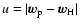 $u=\vert\vec{w}_{\rm p} - \vec{w}_{\rm H}\vert$