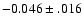 $-0.046\pm.016$