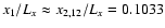 $x_1/L_x \approx x_{2,12}/L_x = 0.1033$