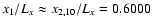 $x_1/L_x \approx x_{2,10}/L_x = 0.6000$