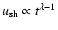 $u_{{\rm sh}}\propto t^{\lambda-1}$