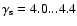 $\gamma_{{\rm s}
}=4.0...4.4$