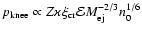 $p_{{\rm knee}}\propto
Z\varkappa\xi _{{\rm cr}}
\mathcal{E}M_{{\rm ej}}^{-2/3}n_{0}^{1/6}$