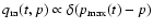 $q_{{\rm ra}}(t,p)\propto
\delta(p_{\max}(t)-p)$