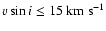$v \sin i \le 15~{\rm km~ s}^{-1}$