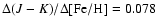 $\Delta (J-K)/\Delta {\rm [Fe/H]}=0.078$