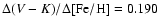 $\Delta(V-K)/\Delta{\rm [Fe/H]}=0.190$