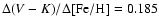 $\Delta(V-K)/\Delta{\rm [Fe/H]}=0.185$