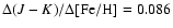 $\Delta(J-K)/\Delta{\rm [Fe/H]} = 0.086$