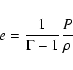 \begin{displaymath}e=\frac{1}{\Gamma-1}
\frac{P}{\rho}
\end{displaymath}