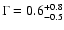$\Gamma=0.6^{+0.8} _{-0.5}$