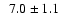 $\phantom{1}7.0 \pm{1.1}$