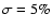 $\sigma = 5\%$