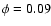 $\phi=0.09$
