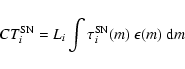 \begin{displaymath}CT^{\rm SN}_i = L_i
\int{\tau_i^{\rm SN}(m)
~\epsilon(m)~{\rm d}m}
\end{displaymath}