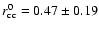 $r^0_{\rm cc}=0.47 \pm0.19$