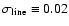$\sigma_{\rm line} \equiv 0.02$