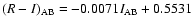 $(R-I)_{\rm AB}=-0.0071I_{\rm AB}+0.5531$
