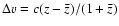 $\Delta{v}=c(z-\bar{z})/(1+\bar{z})$
