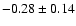 $ -0.28 \pm 0.14 $