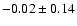 $ -0.02 \pm 0.14 $