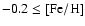 $\rm -0.2 \le [Fe/H]$