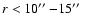 $ r < 10\hbox{$^{\prime\prime}$ }{-}15\hbox{$^{\prime\prime}$ }$