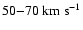 $ 50{-}70~\mbox{km}~\mbox{s}^{-1}$