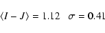 \begin{displaymath}\langle I-J \rangle = 1.12 \ \ \ \sigma= 0.41
\end{displaymath}