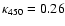 $\kappa_{450}=0.26$