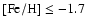 ${\rm [Fe/H]}\leq -1.7$