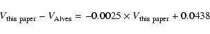\begin{displaymath}V_{\rm this~paper}-V_{\rm Alves}= -0.0025\times V_{\rm this~paper} + 0.0438\end{displaymath}