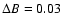 $\Delta B = 0.03$
