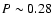 $P\sim0.28$